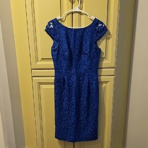 J. Crew Royal Blue Lace Midi Dress